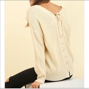 Cream lace back sweater